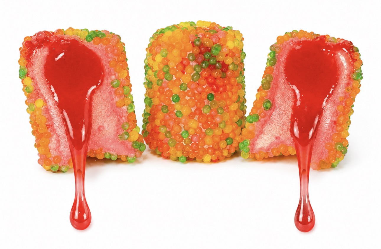 Jelly filled fruit punch marshmallow crunchy outside